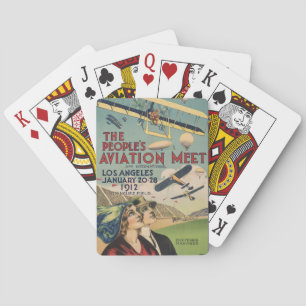 Retro 1912 Los Angeles Air Show Travel Art Poker Cards