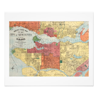 Retro 1914 Map City of Vancouver British Columbia Photo Print