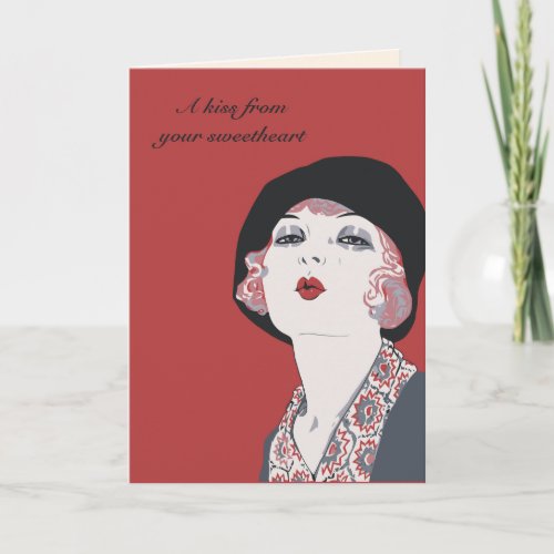 Retro 1920s Jazz Age Style flapper girl lovers Holiday Card