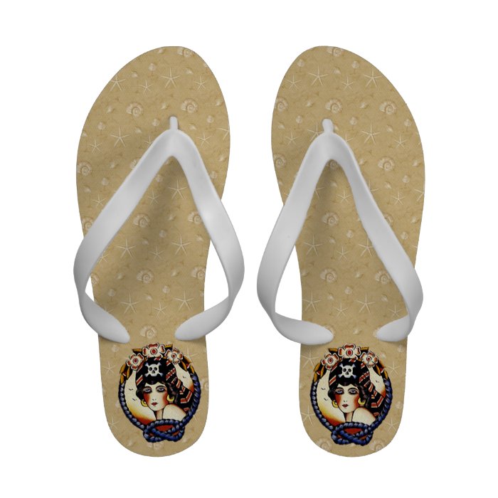 Retro 1920s Pirate Girl Flip Flops