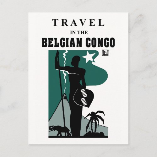 Retro 1930s African style Belgian Congo travel Postcard