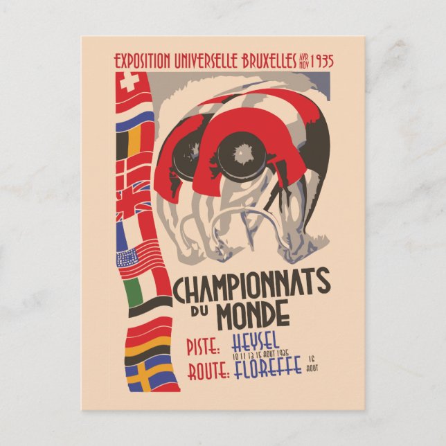 Retro 1930s art deco design cycling postcard (Front)