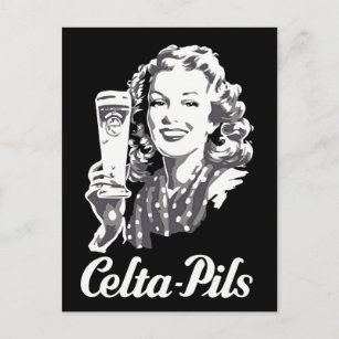 Retro 1940s-1950s style Belgian beer logo ad Postcard