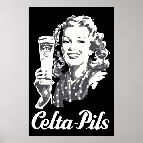 Retro 1940s_1950s style Belgian beer logo ad Poster