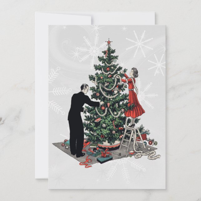 Retro 1940s Christmas Tree Holiday Card (Front)