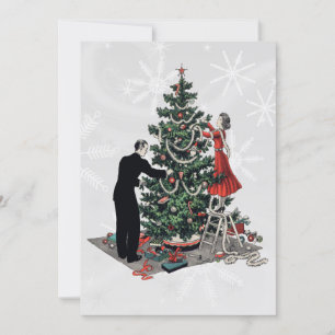 Retro 1940s Christmas Tree Holiday Card