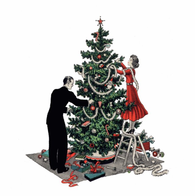 Retro 1940s Christmas Tree Ornament (Front)