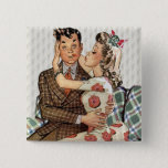 Retro 1940s Kissing Couple Button at Zazzle