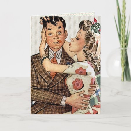 Retro 1940s Kissing Couple Card