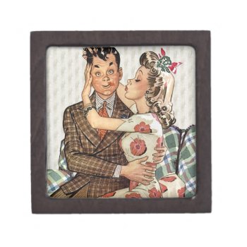 Retro 1940s Kissing Couple Keepsake Box by grnidlady at Zazzle