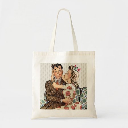 Retro 1940s Kissing Couple Tote Bag