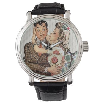 Retro 1940s Kissing Couple Watch by grnidlady at Zazzle