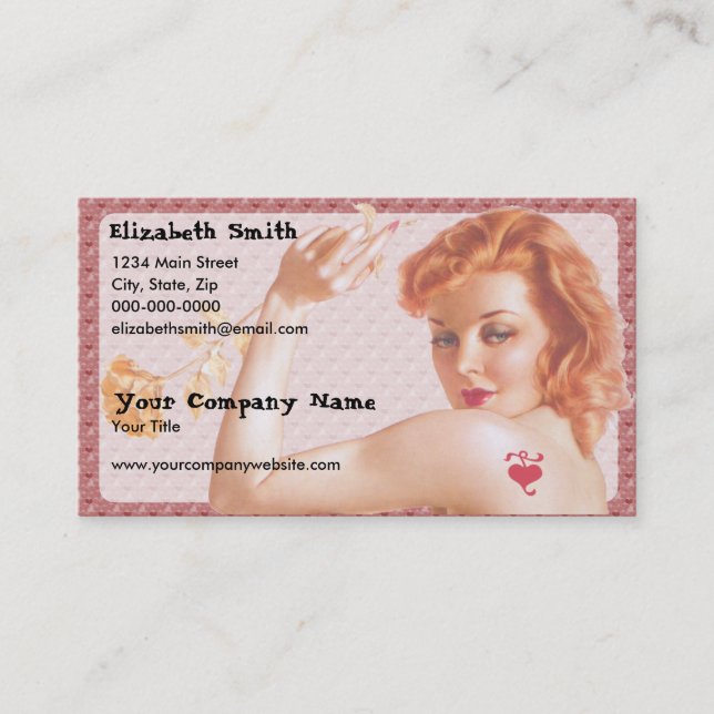 Retro 1940s Love V2 Business Card (Front)
