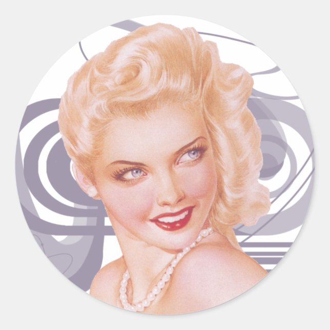 Retro 1940s Pinup Classic Round Sticker (Front)