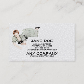 Retro 1940s Woman Looking in a Mirror Business Card
