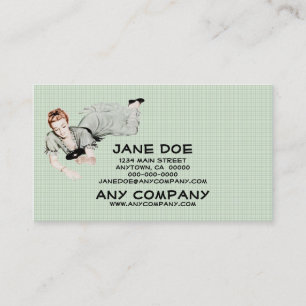 Retro 1940s Woman Looking in a Mirror Business Card