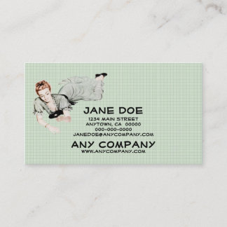 Retro 1940s Woman Looking in a Mirror Business Card
