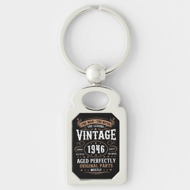 Retro 1946 Birthday Man Myth Legend 80th Gift   Keychain (Front)