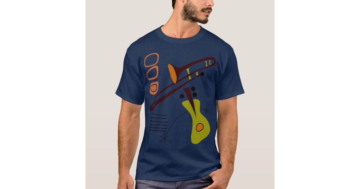 Retro 1950's Abstract Guitar & Trombone Shirt | Zazzle