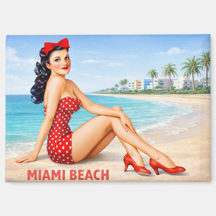 Retro 1950s Art Deco Beach Souvenir Magnet