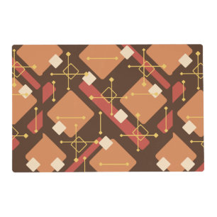 Retro 1950s Art Diamonds Brown Orange Placemat