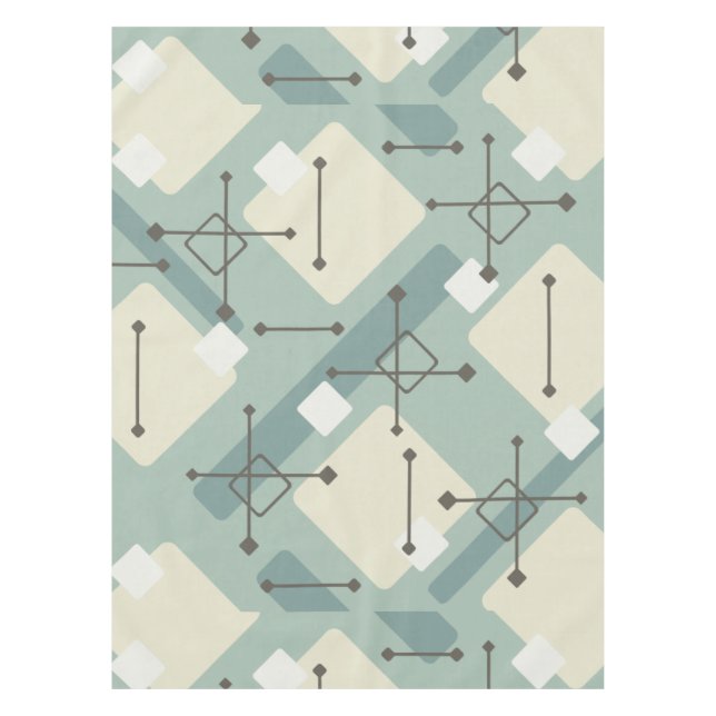 Retro 1950s Art Diamonds Sage Green Tablecloth (Front)