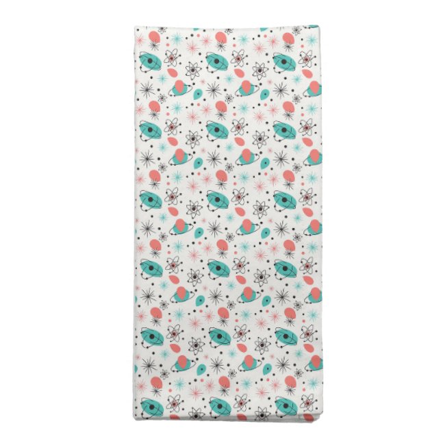 Retro 1950s Atomic Starburst & Orbiting Atoms Cloth Napkin (Folded)