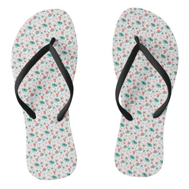 Retro 1950s Atomic Starburst & Orbiting Atoms Flip Flops (Footbed)