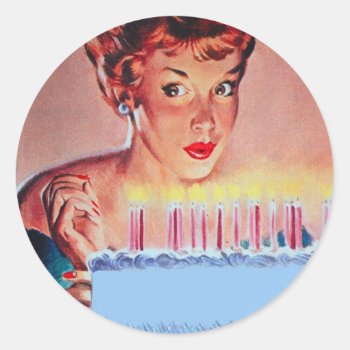 Retro 1950s Birthday Classic Round Sticker by grnidlady at Zazzle