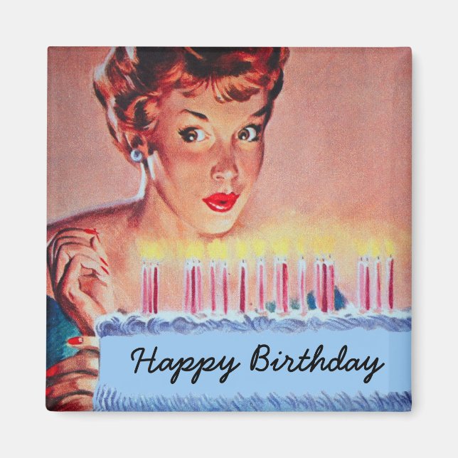 Retro 1950s Birthday Magnet (Front)