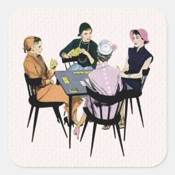 Retro 1950s Card Game Square Sticker by grnidlady at Zazzle