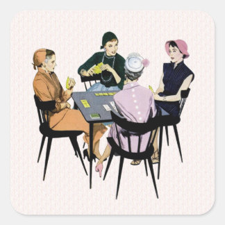 Retro 1950s Card Game Square Sticker