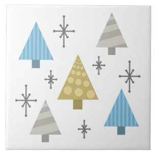 Retro 1950s Christmas Trees Ceramic Tile