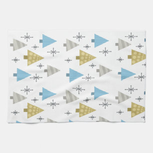 Retro 1950s Christmas Trees Kitchen Towel