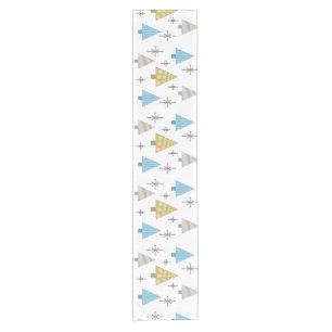 Retro 1950s Christmas Trees Short Table Runner
