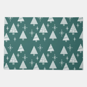 Retro 1950s Christmas Trees Teal Green Doormat