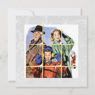 Retro 1950s Christmas Window Holiday Card