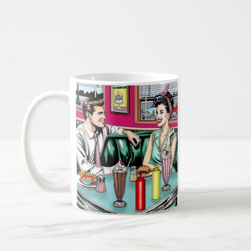 Retro 1950s Couple at Diner Coffee Mug