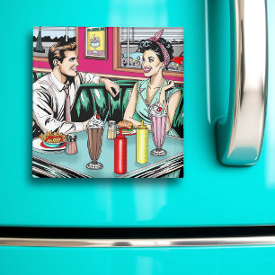 Retro 1950's Couple at Diner Magnet