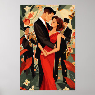 Retro 1950s Couple Poster - Vintage Fashion Portra