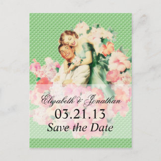 Retro 1950s Couple Save the Date Announcement Postcard