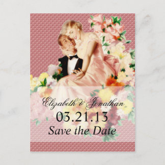Retro 1950s Couple V2 Save the Date Announcement Postcard