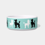 Retro 1950's Cute White &amp; Black Poodles on Aqua Bowl