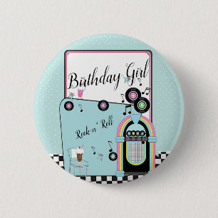 Retro 1950's Diner Birthday Any Age Button