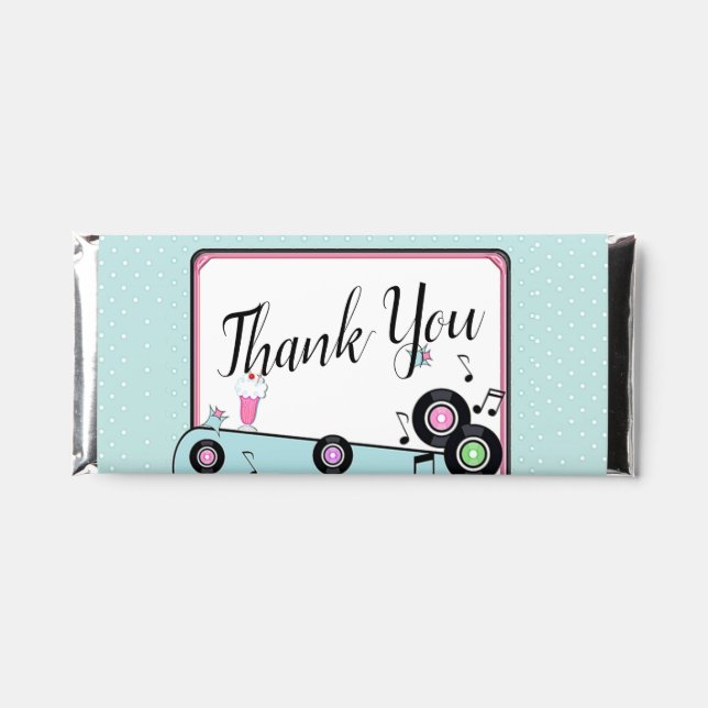 Retro 1950's Diner Birthday Any Age Hershey Bar Favors (Front)