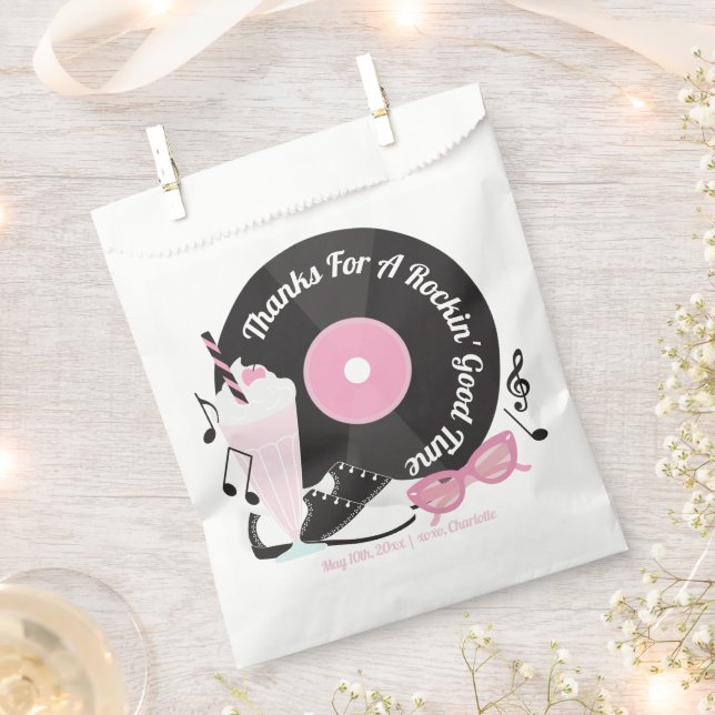 Retro 1950s Diner Birthday Favor Bags – Sock Hop R (Clipped)