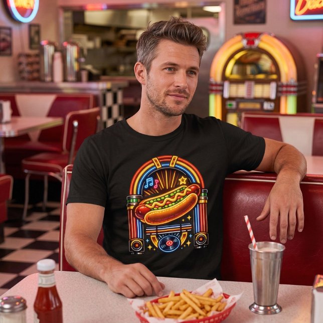 Retro 1950s Diner - Neon Jukebox Hot Dog Tri-Blend Shirt (Creator Uploaded)