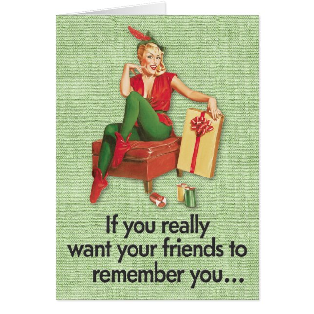 Retro 1950s Elf Knows the Secret Christmas Card (Front)