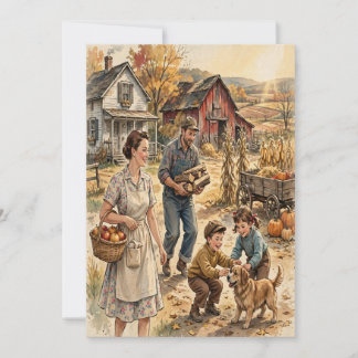 Retro 1950s Family Thanksgiving Card