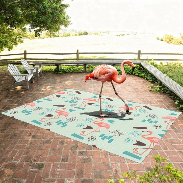 Retro 1950's Flamingo Outdoor Rug (Creator Uploaded)